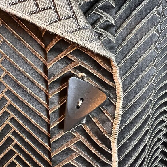 IC by Connie K Jacket Womens Medium Black Brown Brocade Herringbone Art to Wear - Picture 3 of 6